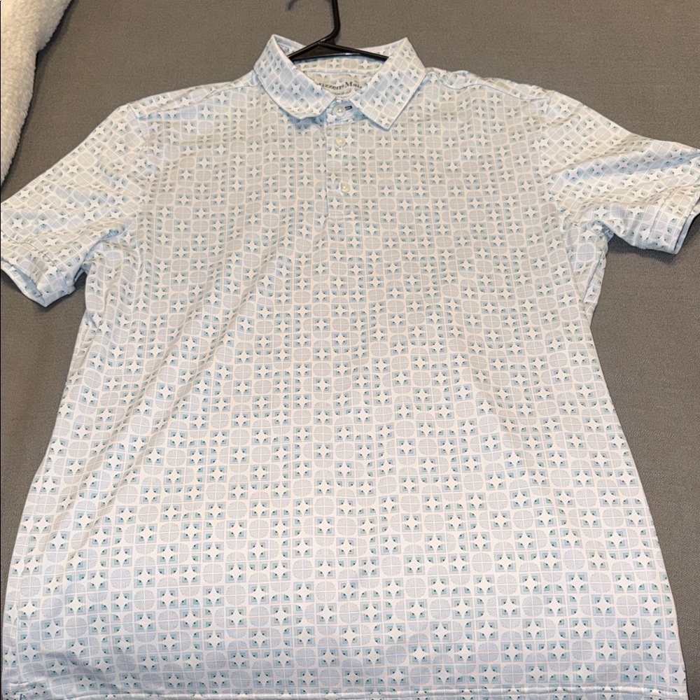 Mizzen+Main Men's Light Blue Patterned Shirt
